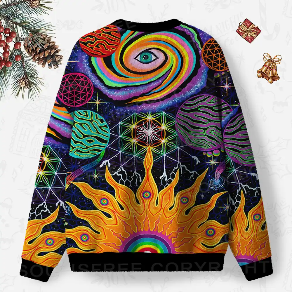 Galactic Dimensions Vision Ugly Christmas Knit Sweatshirt