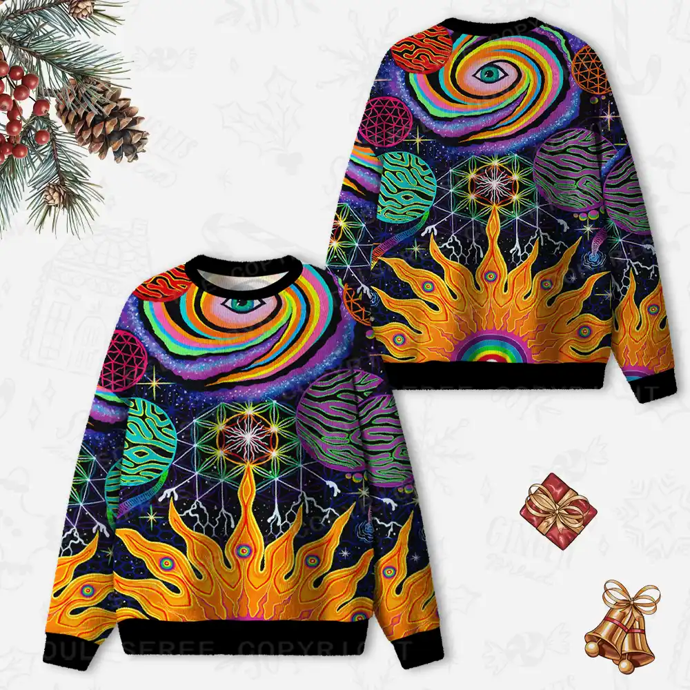 Galactic Dimensions Vision Ugly Christmas Knit Sweatshirt