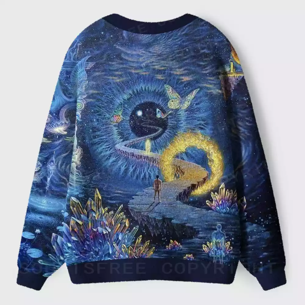 Celestial Crystal Realm Ugly Cardigan Sweaters