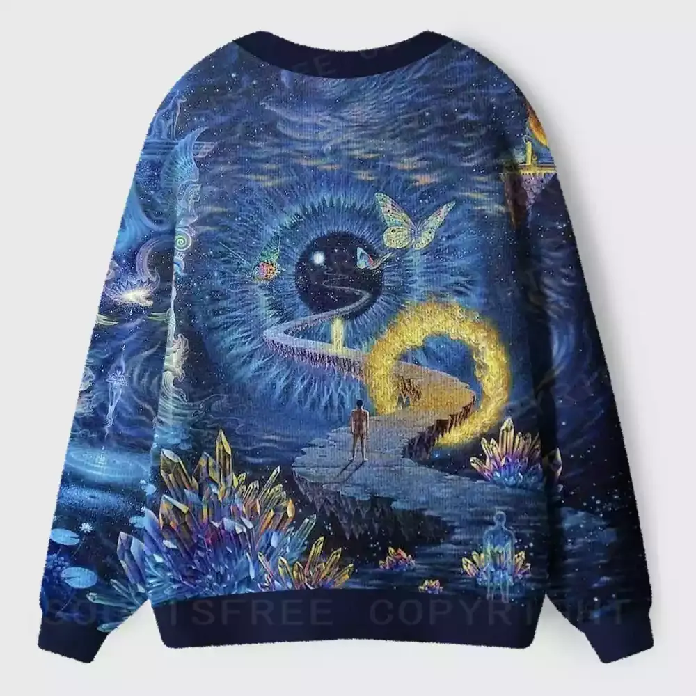 Celestial Crystal Realm Ugly Cardigan Sweaters