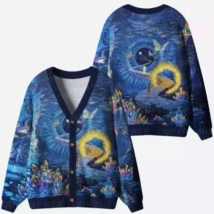 Celestial Crystal Realm Ugly Cardigan Sweaters