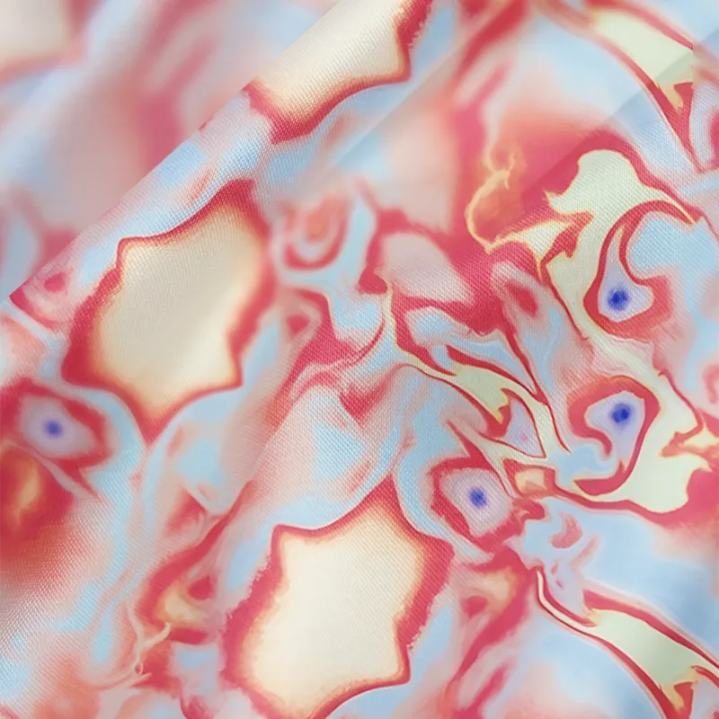 Soulisfree Dreamy Pastel Marbled Swirl Cowl Neck Satin Mini Dress