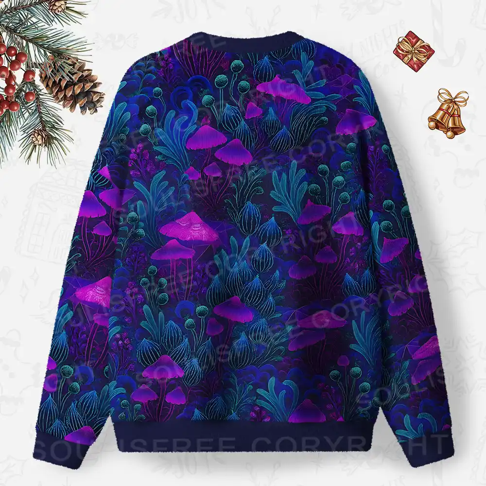 Enchanted Neon Forest Ugly Christmas Knit Sweatshirt