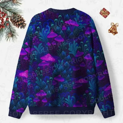 Enchanted Neon Forest Ugly Christmas Knit Sweatshirt