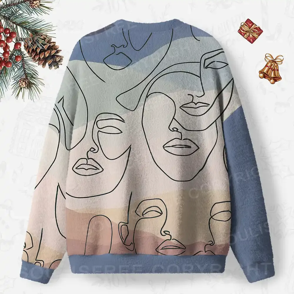Whispers of Faces Ugly Christmas Knit Sweatshirt