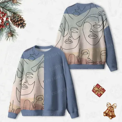 Whispers of Faces Ugly Christmas Knit Sweatshirt