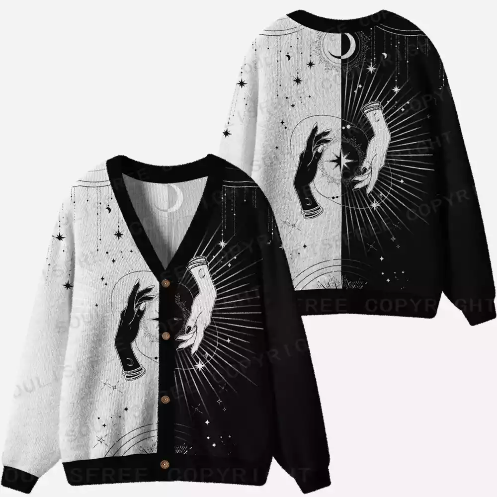 Mystic Duality Hands Ugly Cardigan Sweaters
