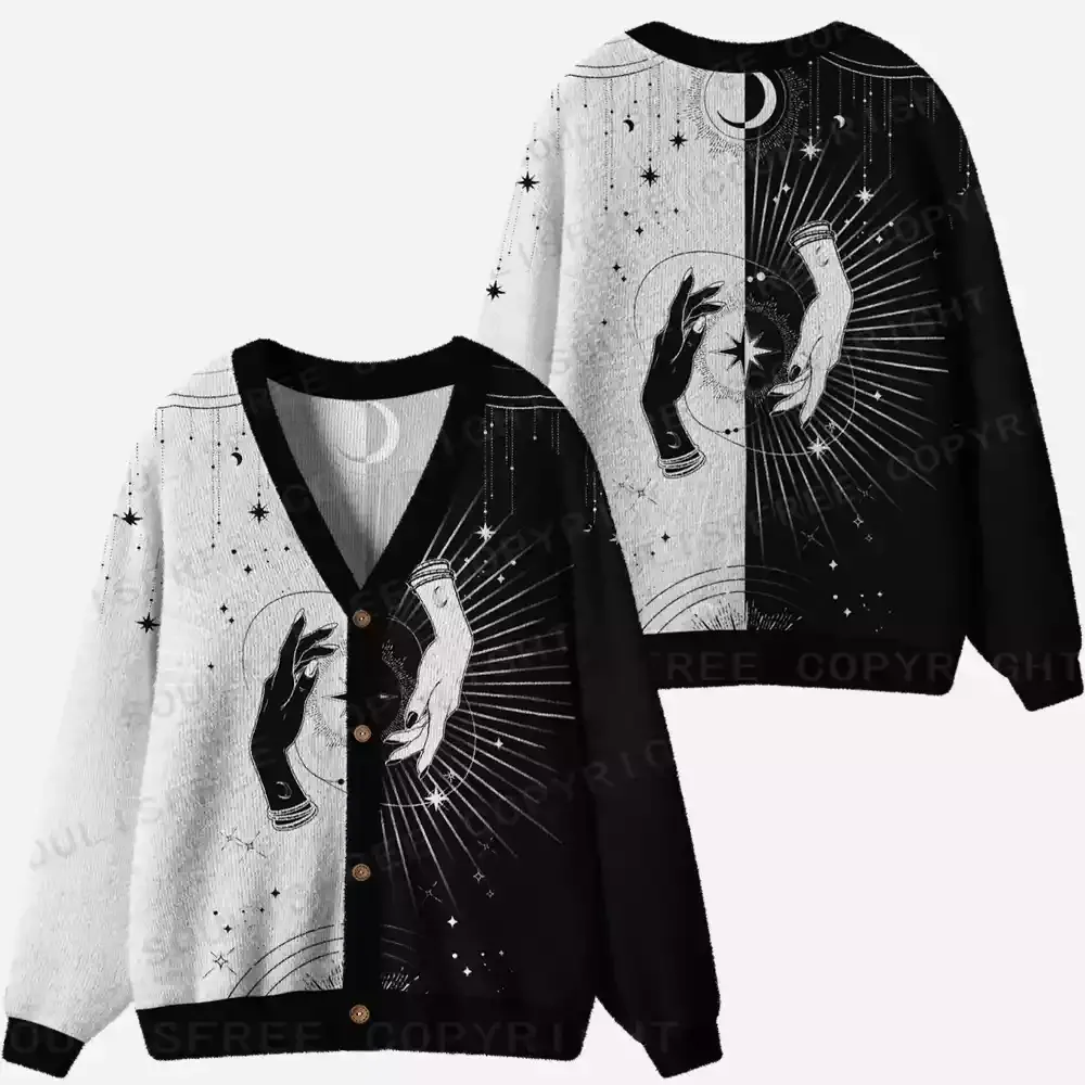 Mystic Duality Hands Ugly Cardigan Sweaters