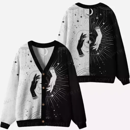 Mystic Duality Hands Ugly Cardigan Sweaters