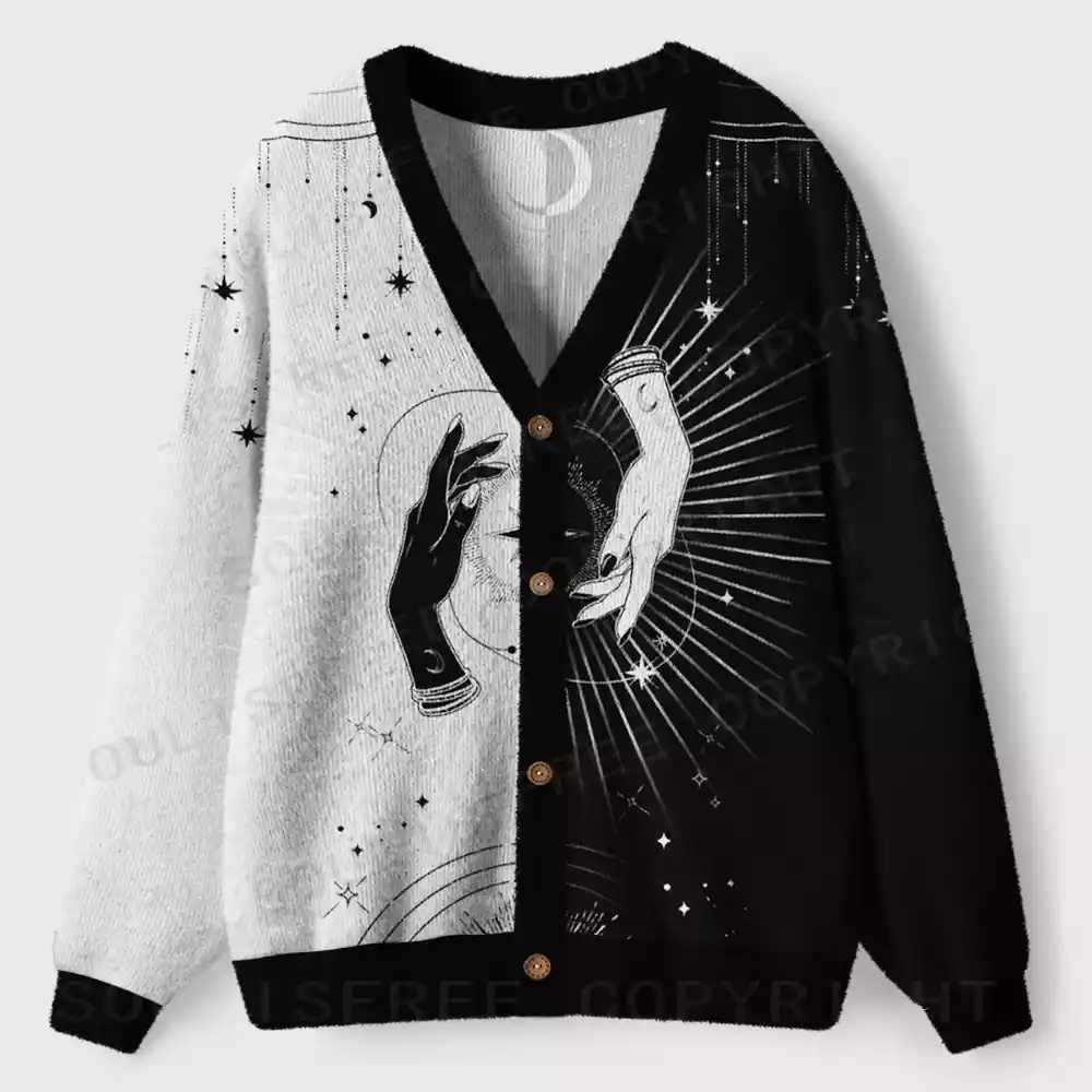 Mystic Duality Hands Ugly Cardigan Sweaters