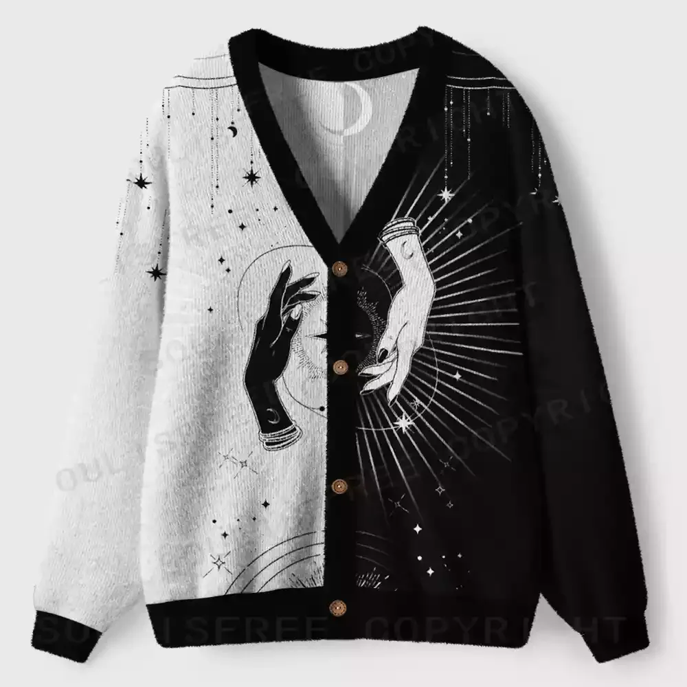 Mystic Duality Hands Ugly Cardigan Sweaters