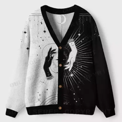Mystic Duality Hands Ugly Cardigan Sweaters