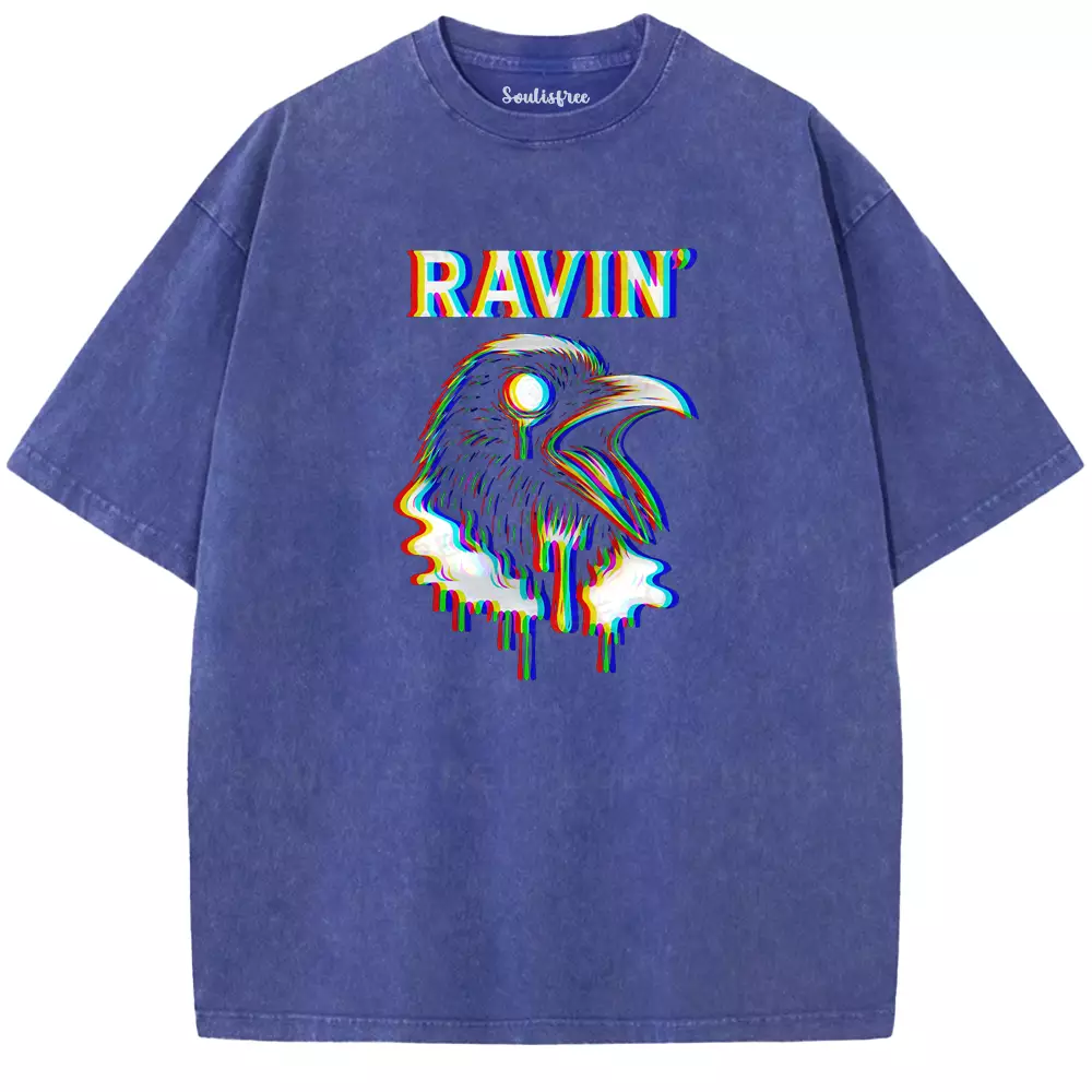 Soulisfree  GLITCH RAVEN Washed Tee