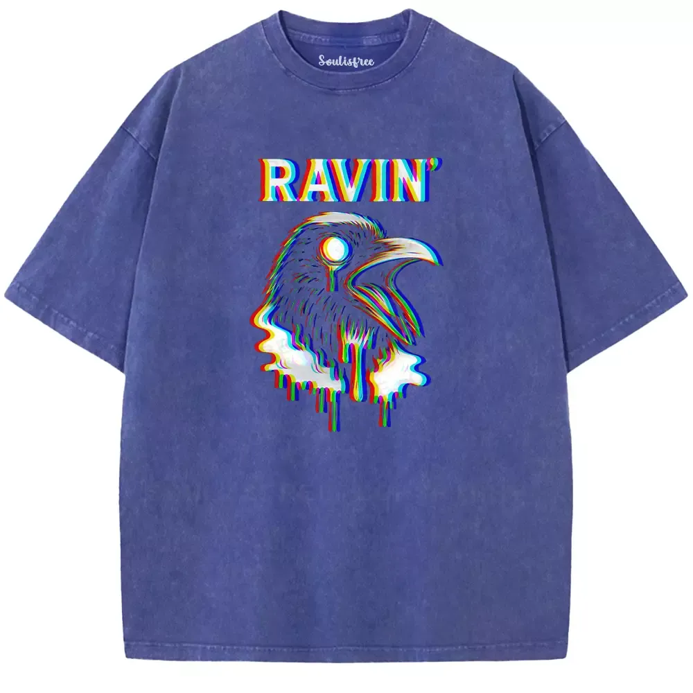 Soulisfree  GLITCH RAVEN Washed Tee