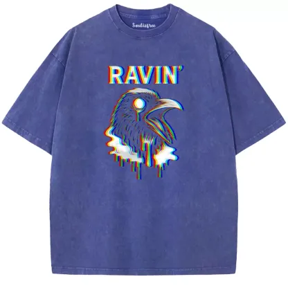 Soulisfree  GLITCH RAVEN Washed Tee