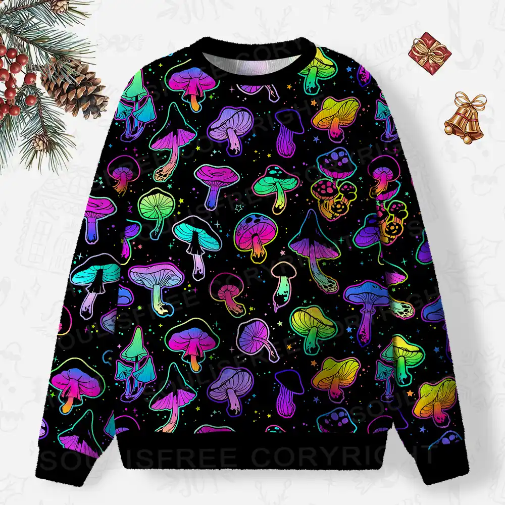 Shroom Party Ugly Christmas Knit Sweatshirt