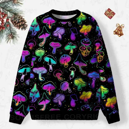 Shroom Party Ugly Christmas Knit Sweatshirt
