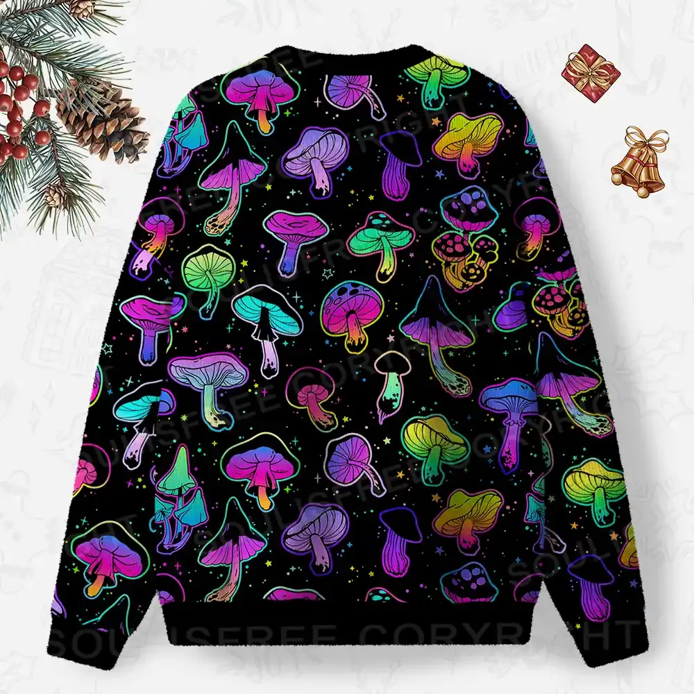 Shroom Party Ugly Christmas Knit Sweatshirt