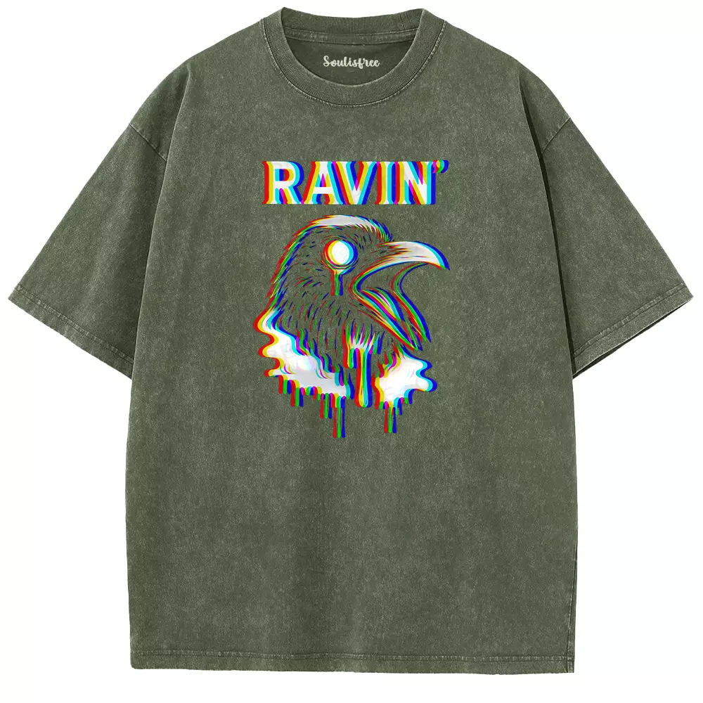 Soulisfree  GLITCH RAVEN Washed Tee