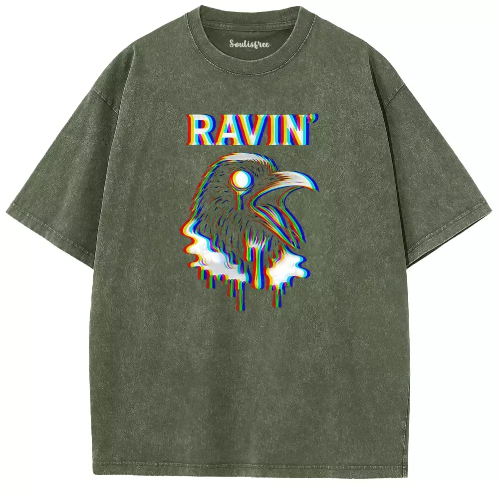 Soulisfree  GLITCH RAVEN Washed Tee