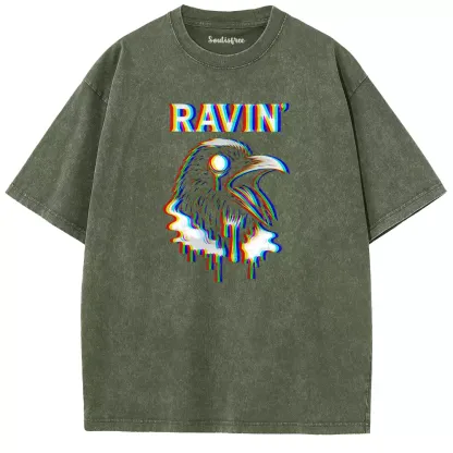 Soulisfree  GLITCH RAVEN Washed Tee