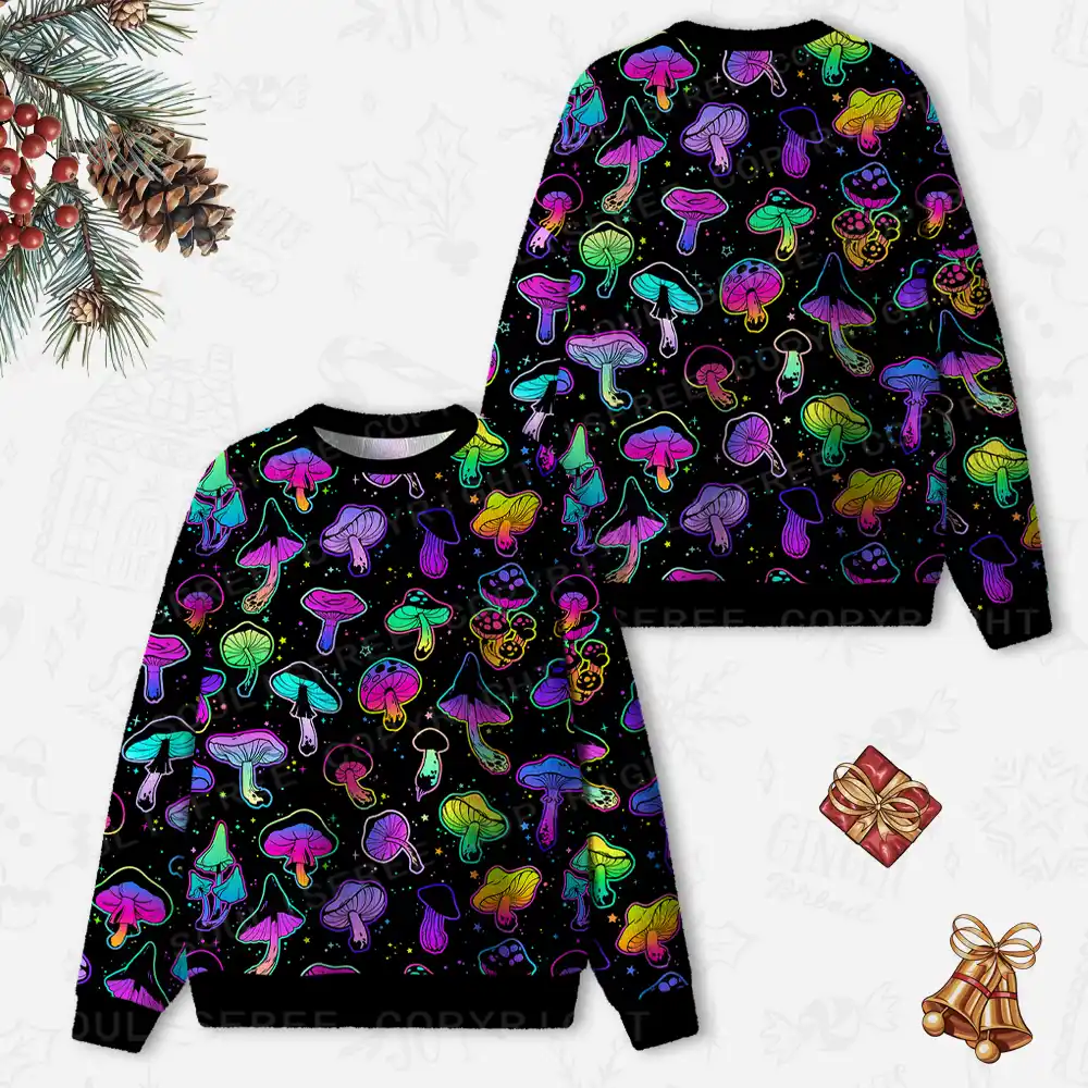 Shroom Party Ugly Christmas Knit Sweatshirt