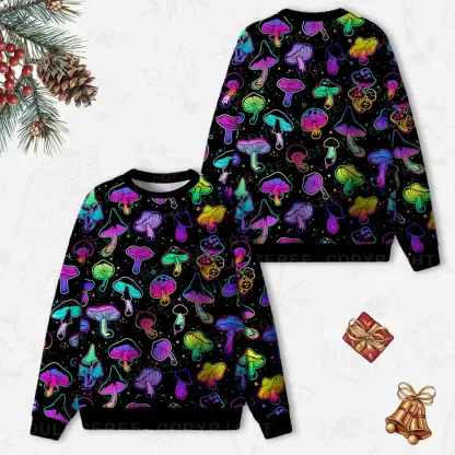 Shroom Party Ugly Christmas Knit Sweatshirt