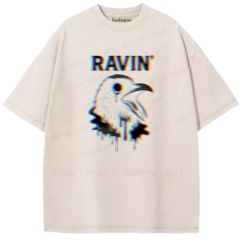 Soulisfree  GLITCH RAVEN Washed Tee