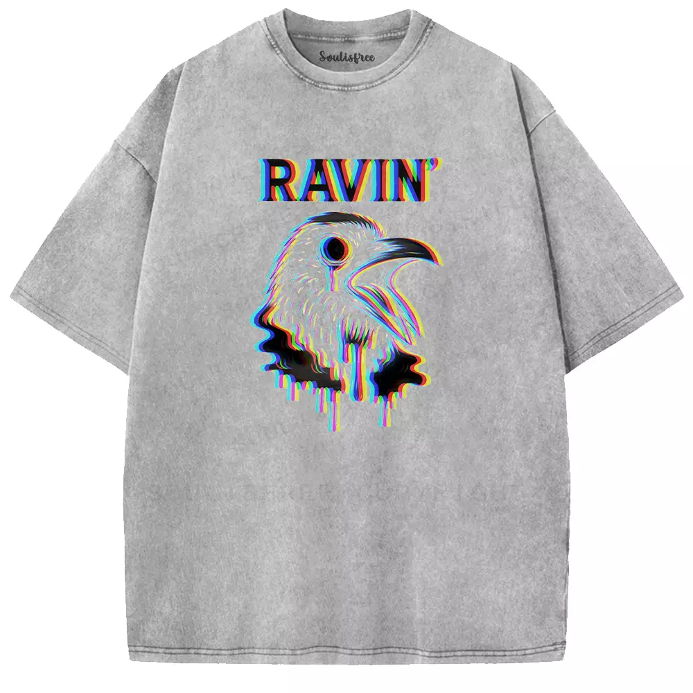 Soulisfree  GLITCH RAVEN Washed Tee