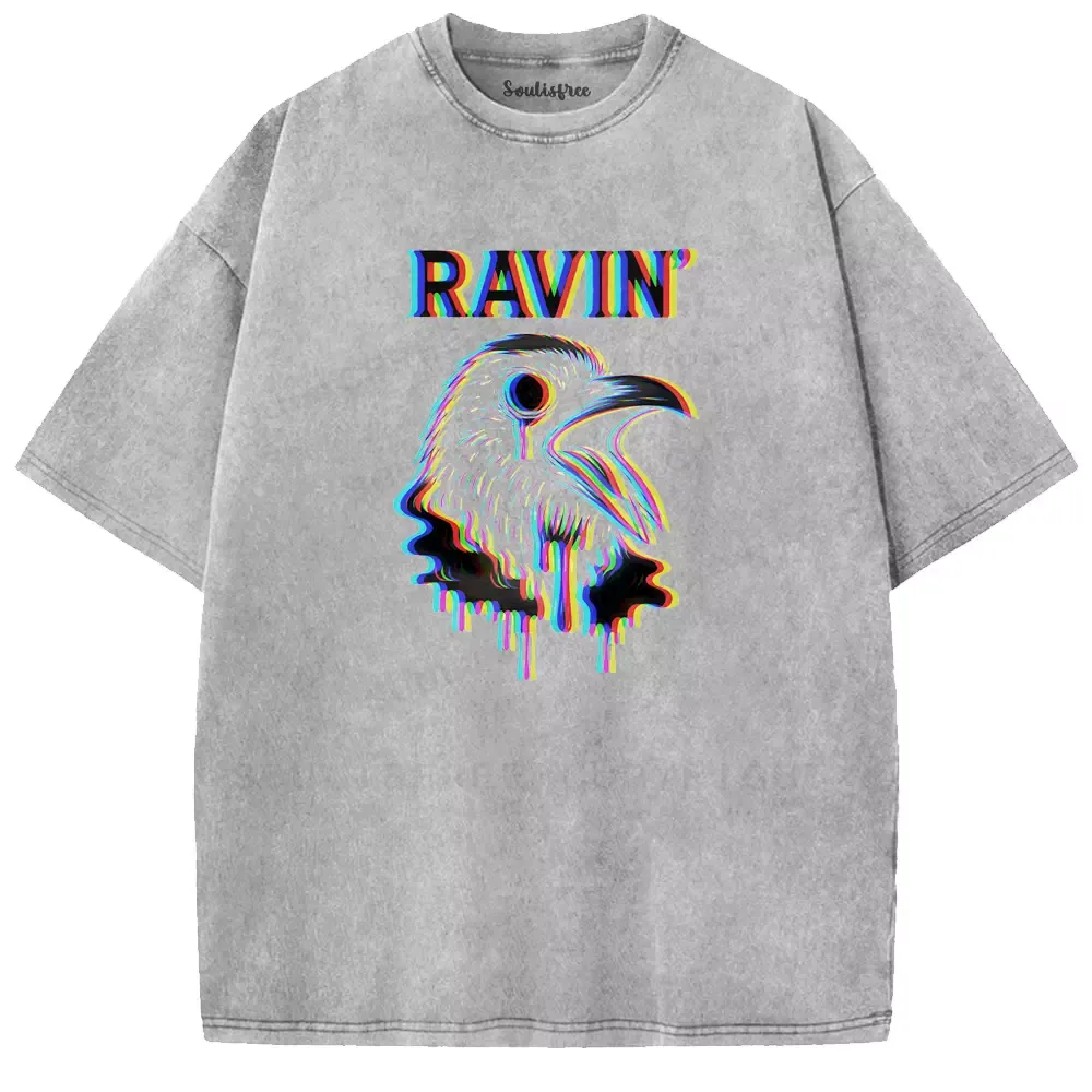 Soulisfree  GLITCH RAVEN Washed Tee