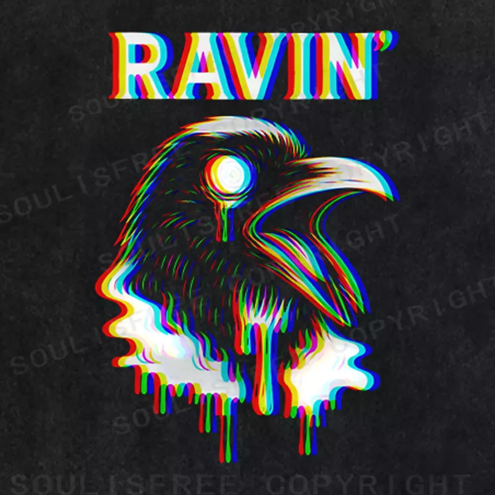 Soulisfree  GLITCH RAVEN Washed Tee