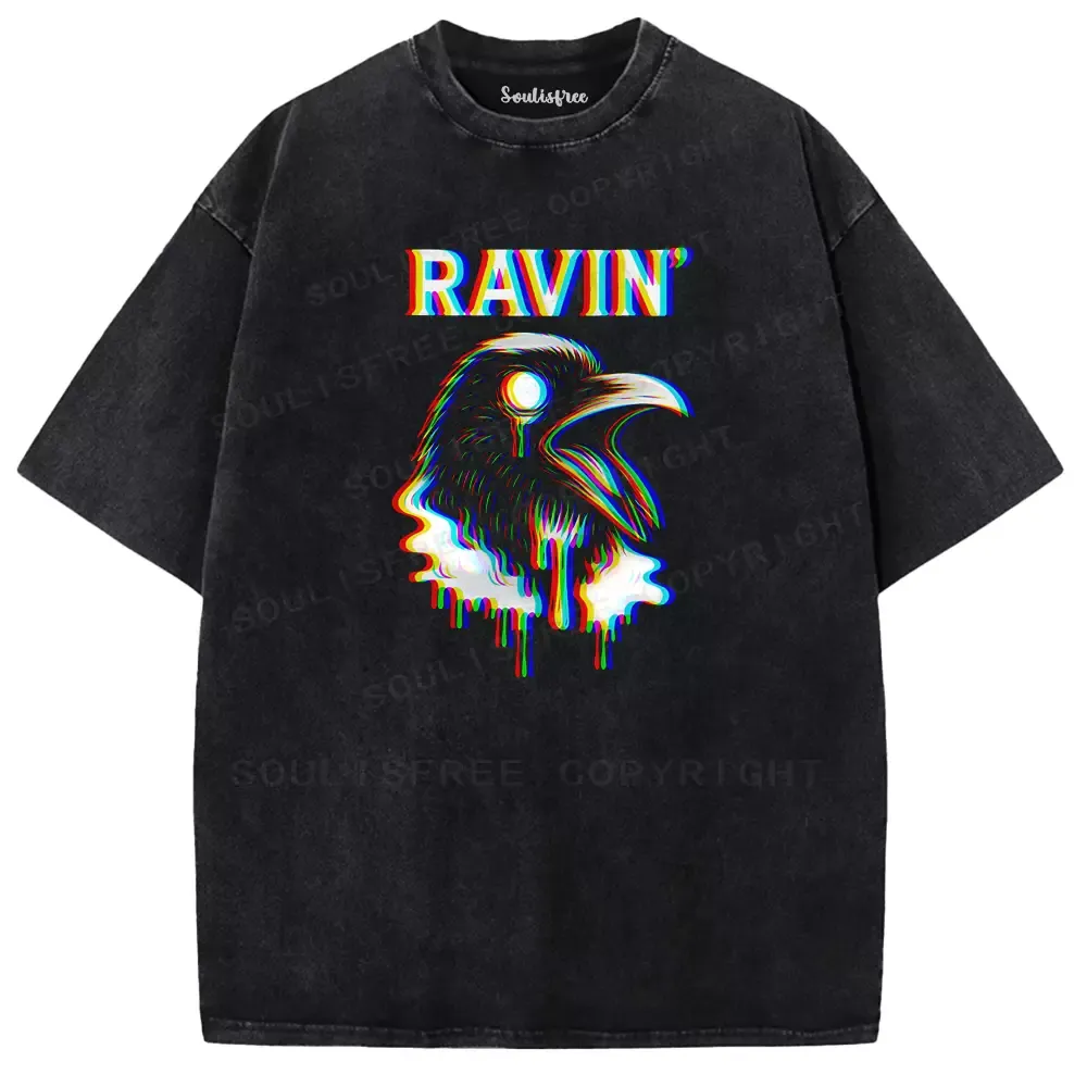 Designed Soulisfree GLITCH RAVEN Washed Tee