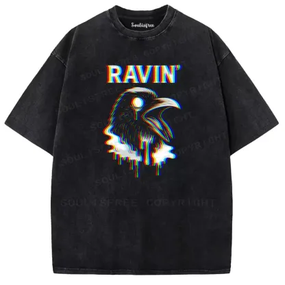 Soulisfree  GLITCH RAVEN Washed Tee