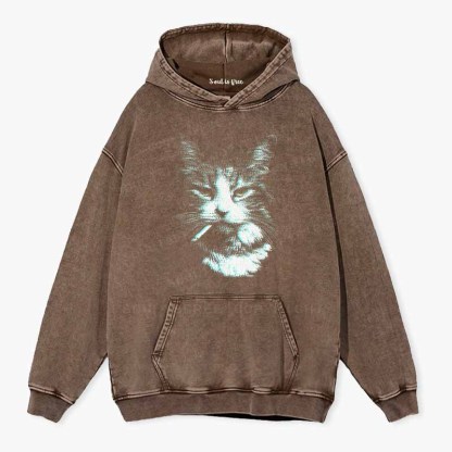 Soulisfree Nicotine Nine Lives  Washed Hoodie