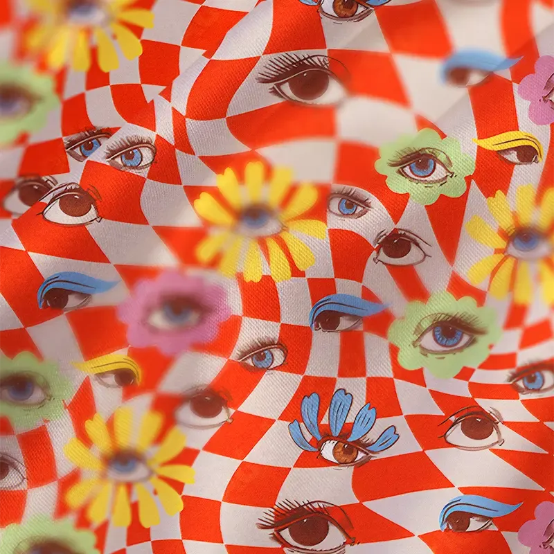 Soulisfree Checkered Ocular Bloom Satin Mini Dress