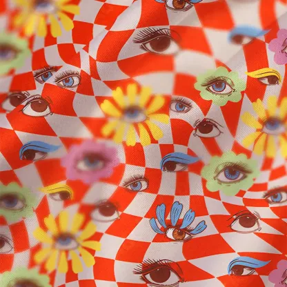 Soulisfree Checkered Ocular Bloom Satin Mini Dress