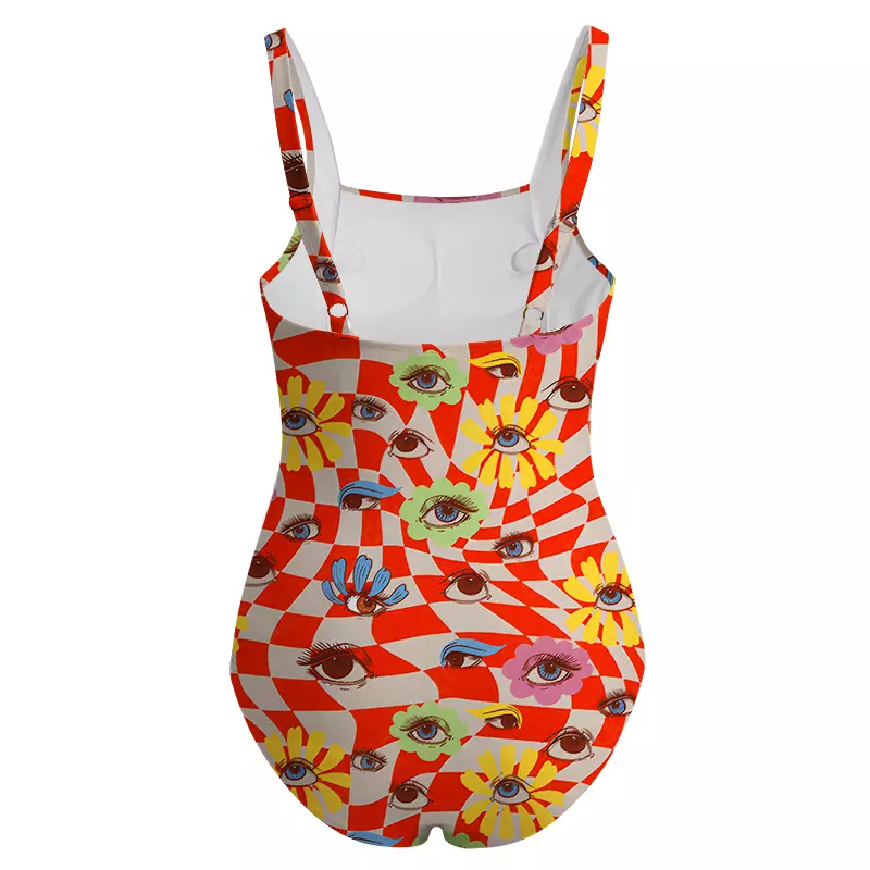 Soulisfree Checkered Ocular Bloom One‑Piece Swimsuit