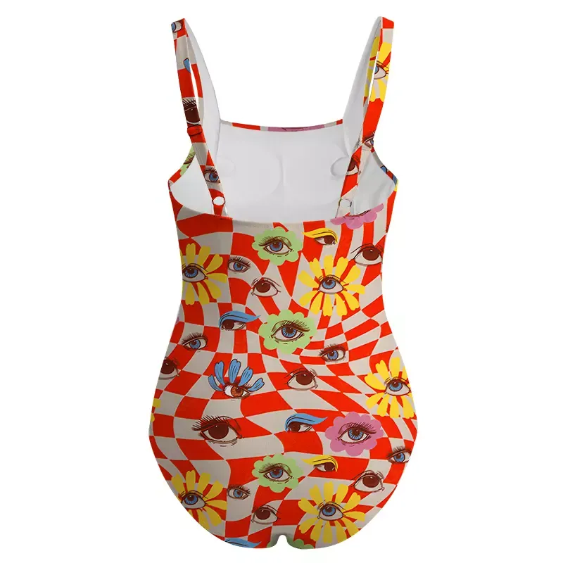 Soulisfree Checkered Ocular Bloom One‑Piece Swimsuit