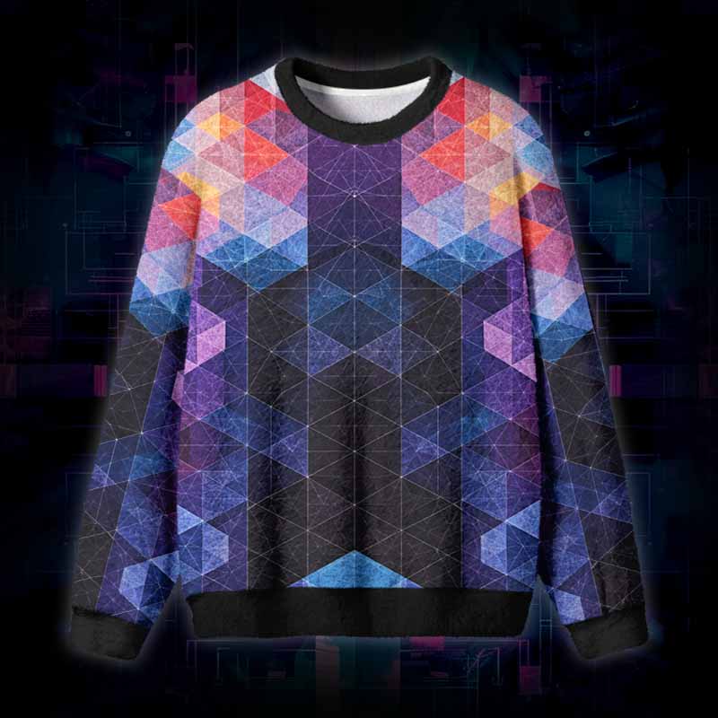 Soulisfree Prism Shift Fuzzy Crewneck Sweater
