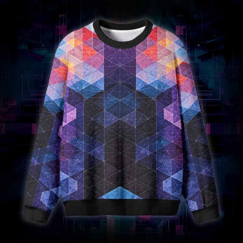 Soulisfree Prism Shift Fuzzy Crewneck Sweater