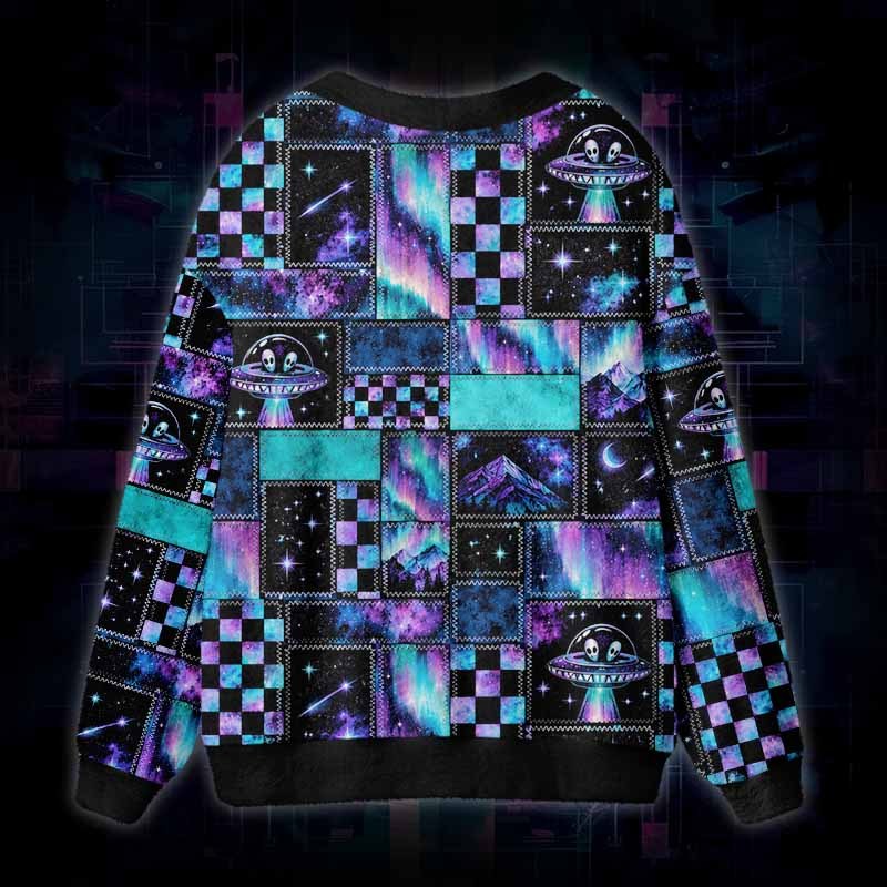 Soulisfree Cosmic Encounter Fuzzy Cardigan Sweater 