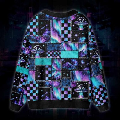 Soulisfree Cosmic Encounter Fuzzy Cardigan Sweater 