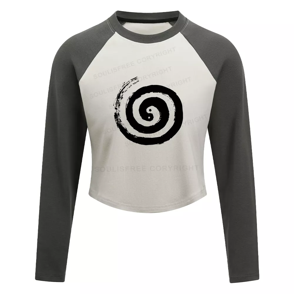 The Cycle Of Life Color Block Raglan Long Sleeve Crop Top