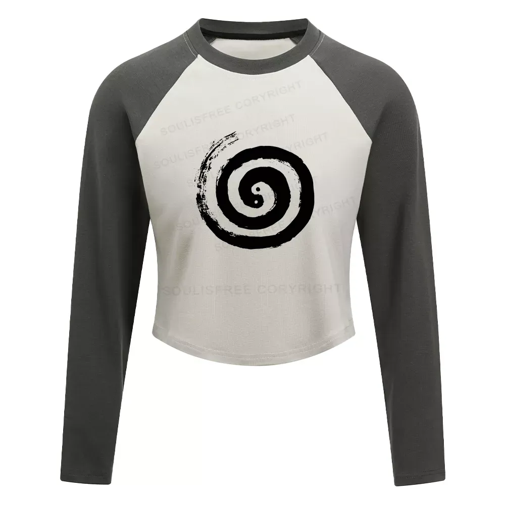 The Cycle Of Life Color Block Raglan Long Sleeve Crop Top