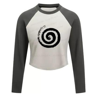 The Cycle Of Life Color Block Raglan Long Sleeve Crop Top
