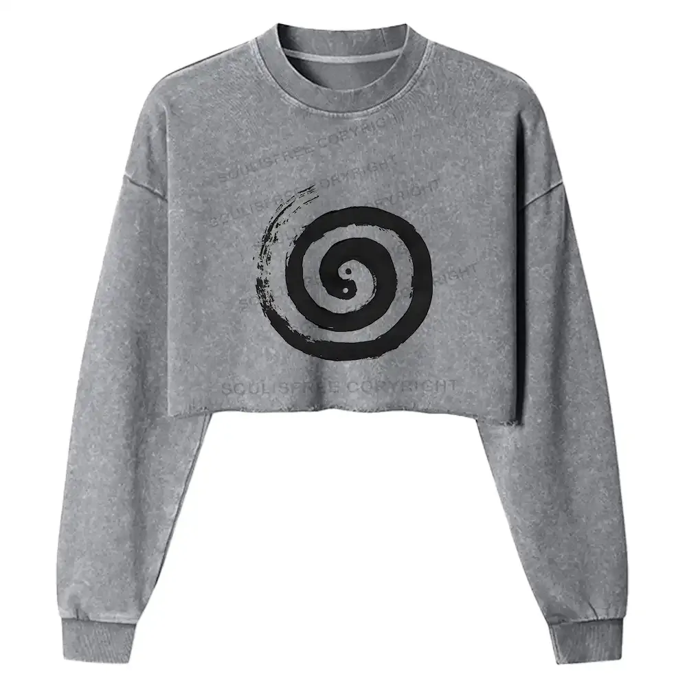 Designed The Cycle Of Life Washed Cropped Sweatshirt
