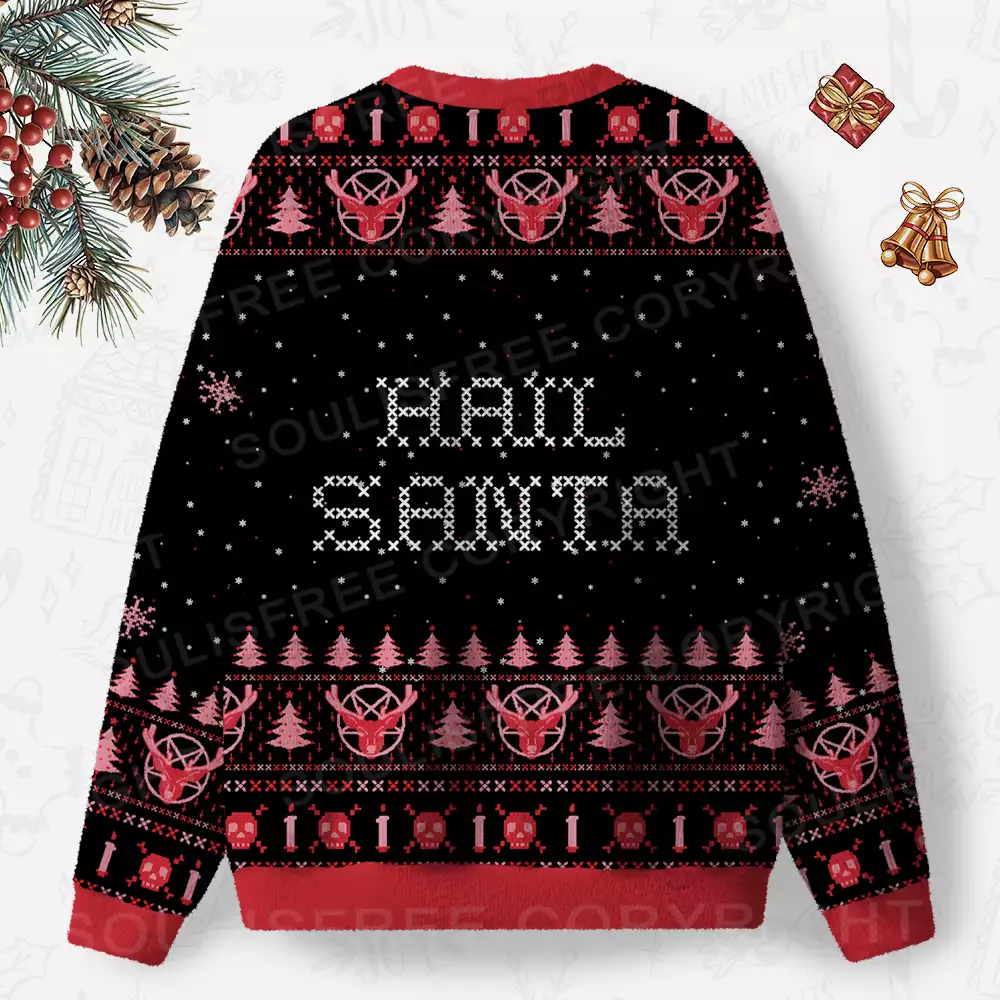 Hail Santa Ugly Christmas Knit Sweatshirt