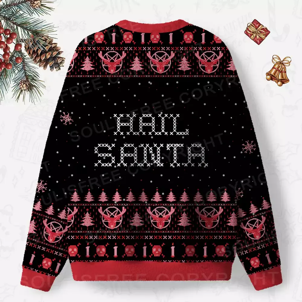 Hail Santa Ugly Christmas Knit Sweatshirt