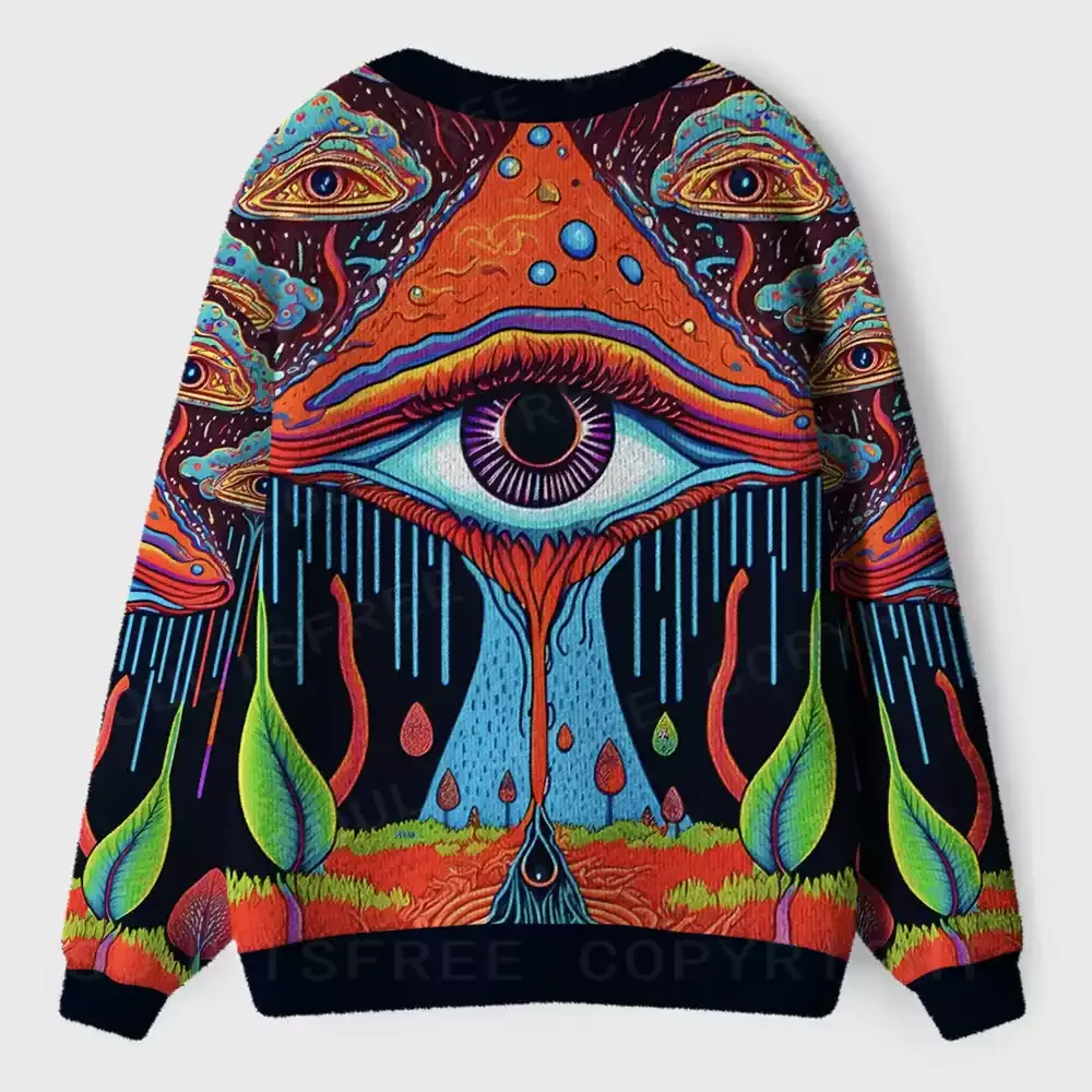 Chromatic Eye Drip Realm Ugly Cardigan Sweaters