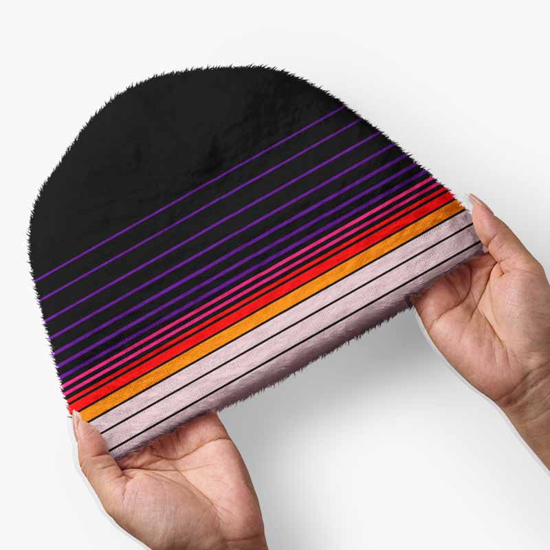 Soulisfree Synthwave Gradient Sunset Fuzzy Beanie
